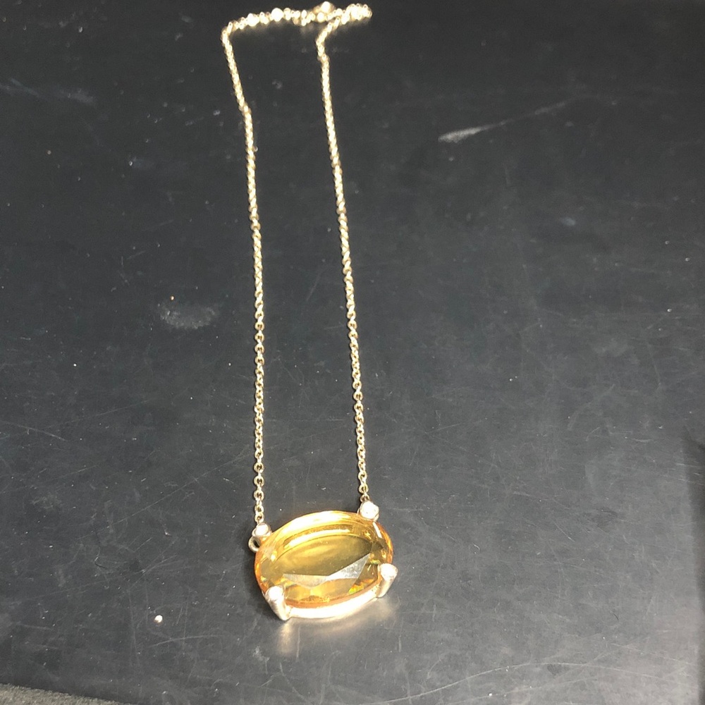 Gold-Tone Yellow Oval Pendant Necklace